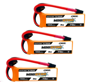 3 Packs CNHL LiHV MiniStar 450mAh 11.4V 3S 70C Lipo Battery With XT30U
