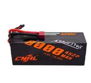 CNHL Racing Series 8000mAh 14.8V 4S 120C Hard Case Lipo Battery with T/Dean Plug 