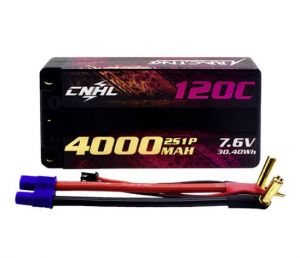 CNHL Racing Series LiHV 4000mAh 7.6V 2S 120C HV Shorty Hard Case Lipo Battery with EC3 Plug